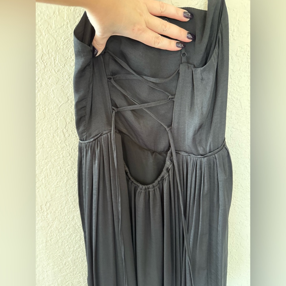 Urban Outfitters Silky Black Midi Dress - Picture 2 of 3